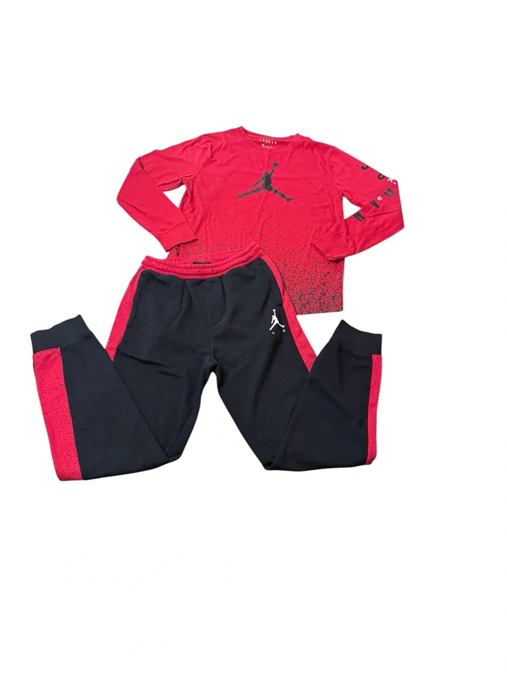 Jordan Red and Black Jumpman Long Sleeve Top with Matching Jogger Pants Size XL